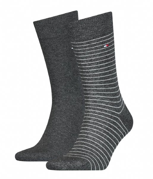 Tommy Hilfiger Sock Men Small Stripe Sock 2P 2-Pack Anthracite (201)